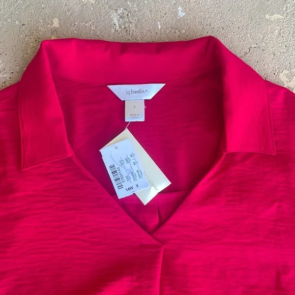 NWT CJ Banks size X 14W red blouse. - Picture 7 of 15